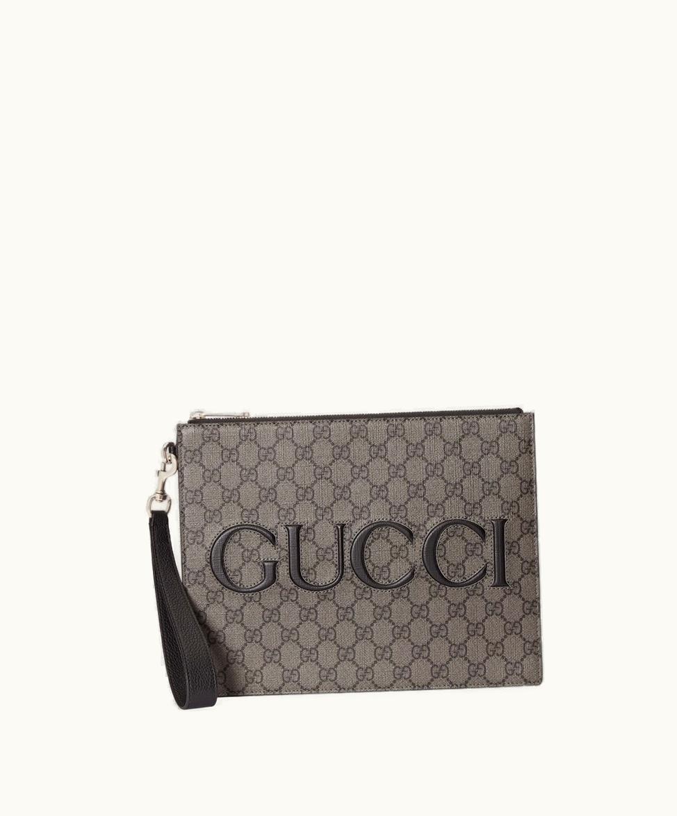 Gucci Gucci Pouch With Strap Grey And Black GG Supreme