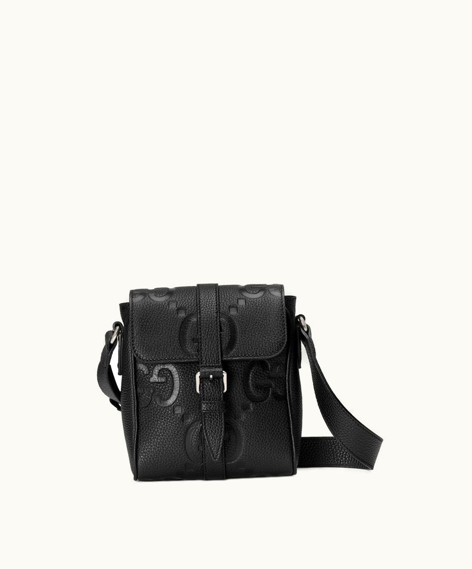 Gucci Gucci Jumbo GG Small Messenger Bag Black Leather - Cruise 2024 Collection