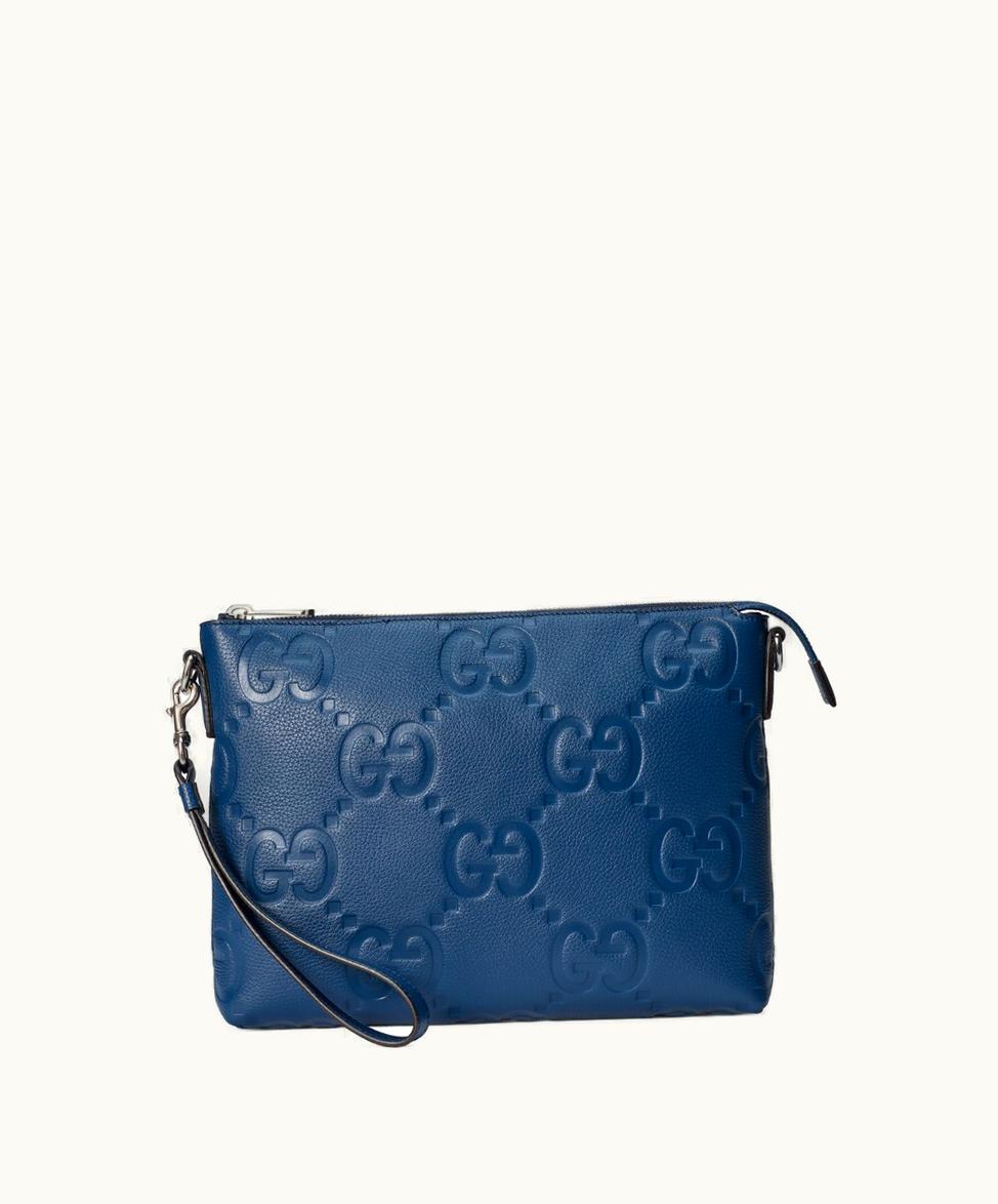 Gucci Gucci Jumbo GG Medium Messenger Bag Blue Leather