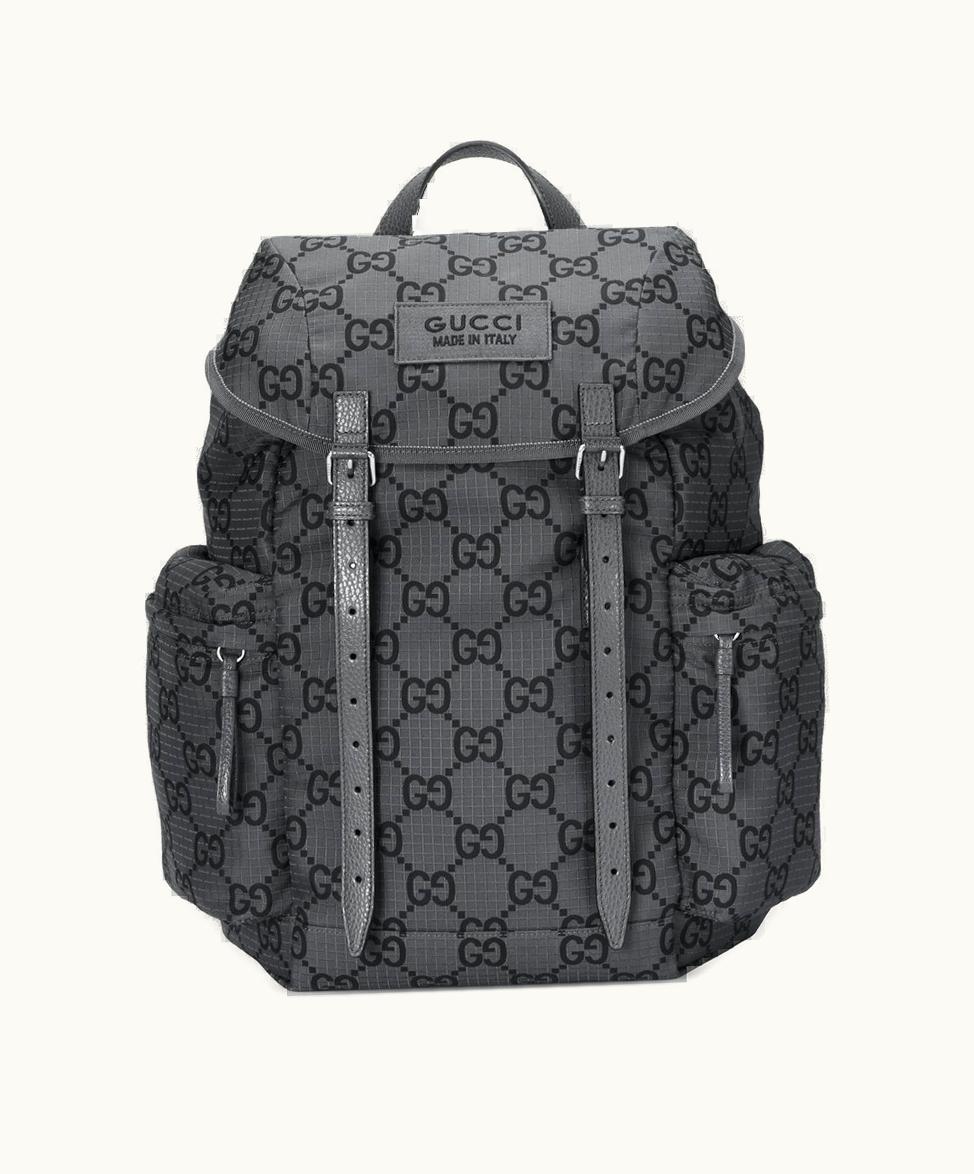 Gucci Gucci Large GG Ripstop Backpack Dark Grey And Black Ripstop