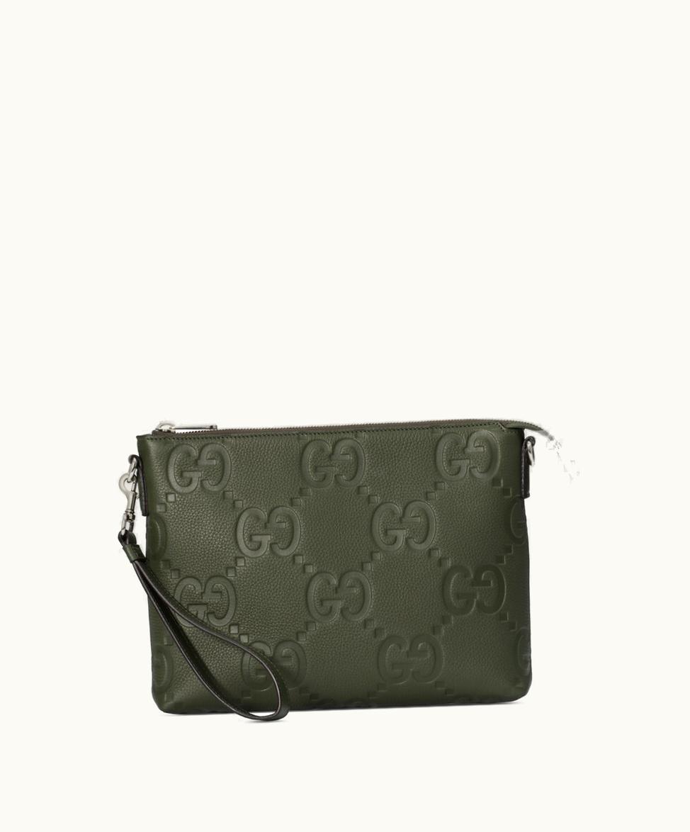 Gucci Gucci Jumbo GG Medium Messenger Bag Dark Green Leather