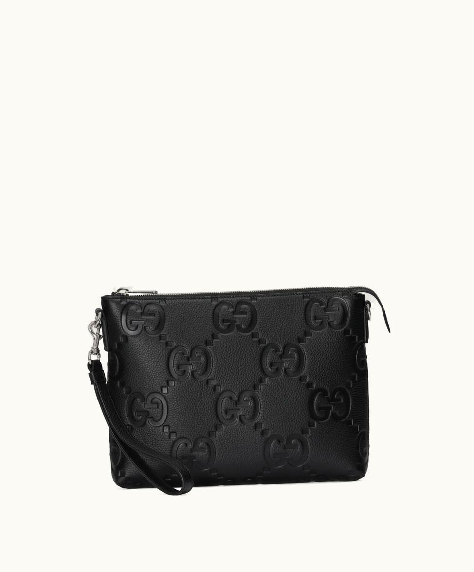 Gucci Gucci Jumbo GG Large Messenger Bag Black Leather