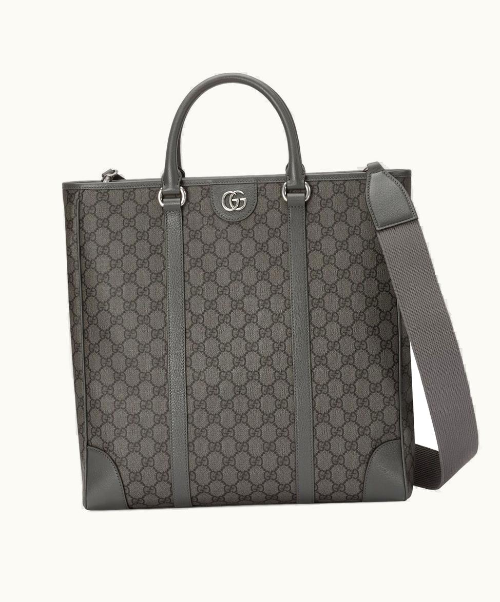 Gucci Gucci Ophidia Medium Tote Bag Grey And Black Supreme Tender