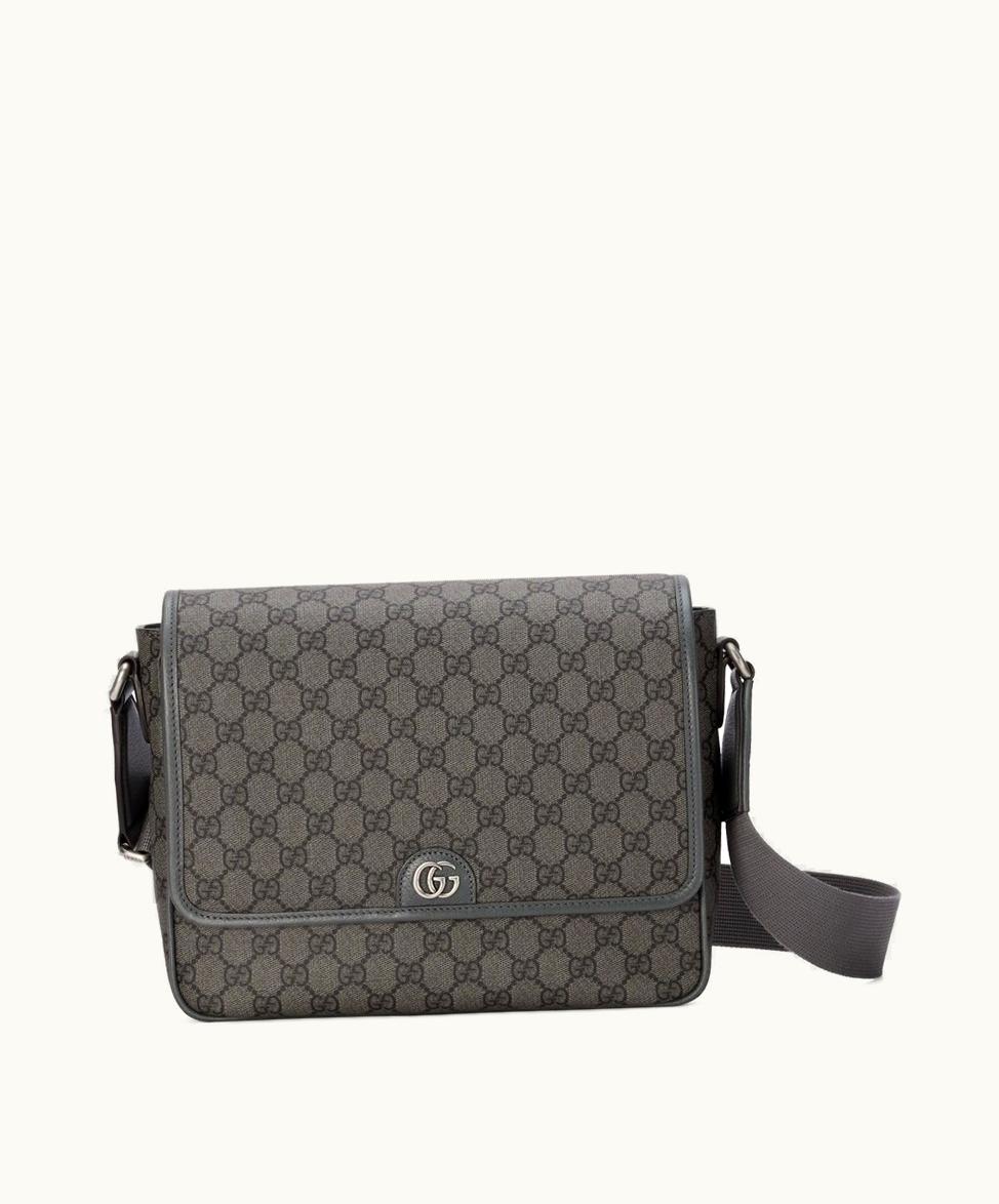 Gucci Gucci Ophidia Messenger Bag Grey And Black Supreme Tender