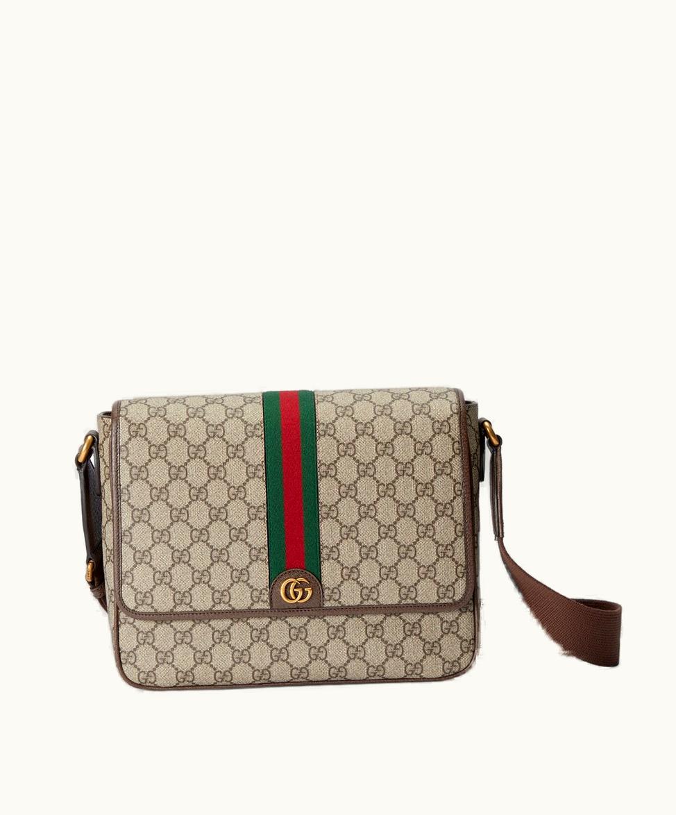 Gucci Gucci Ophidia Medium Messenger Bag Beige And Ebony Supreme