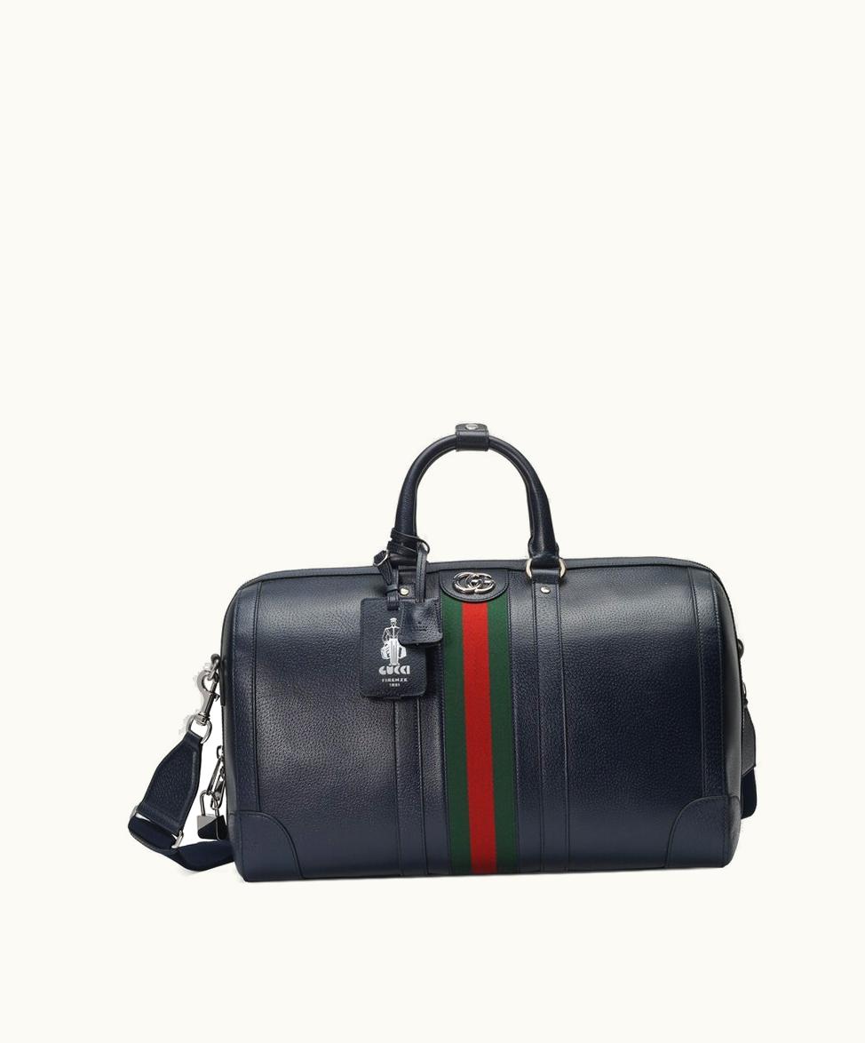Gucci Gucci Savoy Small Duffle Bag Dark Blue Leather
