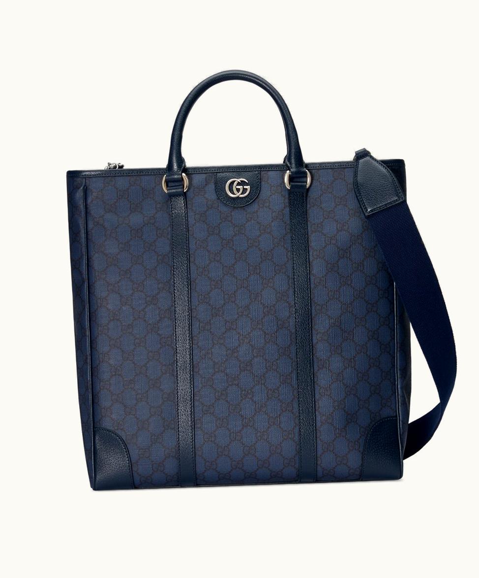 Gucci Gucci Ophidia Medium Tote Bag Blue And Black Supreme Tender