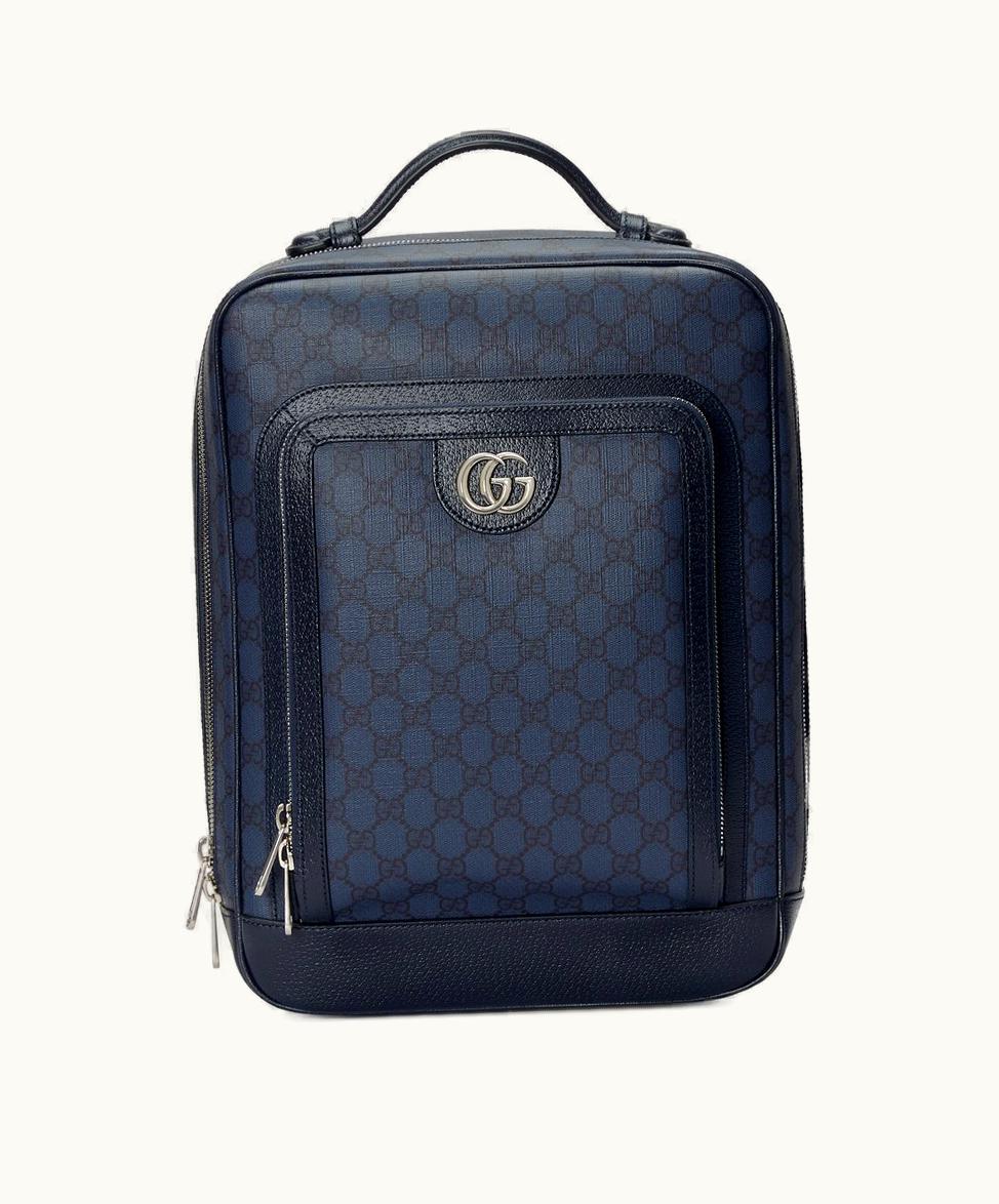 Gucci Gucci Ophidia GG Black Denim and Blue Quilted Mini GG Medium Backpack