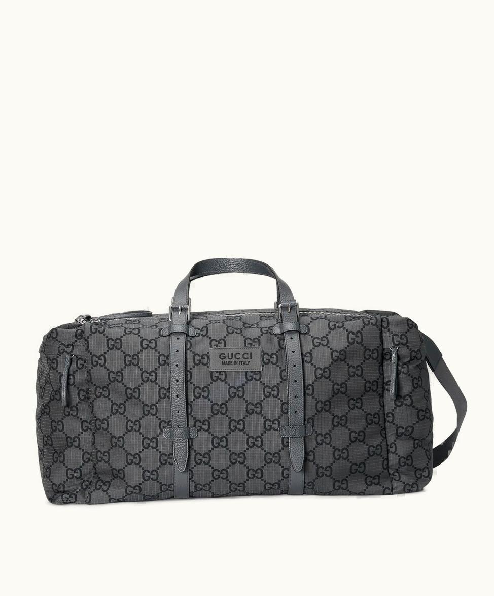 Gucci Gucci Maxi GG Ripstop Duffle Bag Dark Grey And Black Ripstop