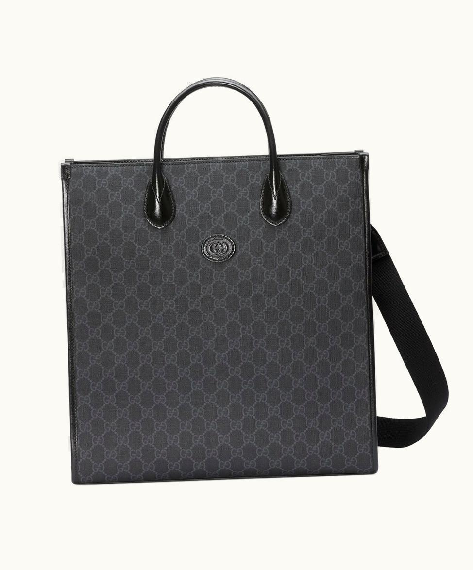Gucci Gucci Medium Tote Bag With Interlocking G Black Supreme