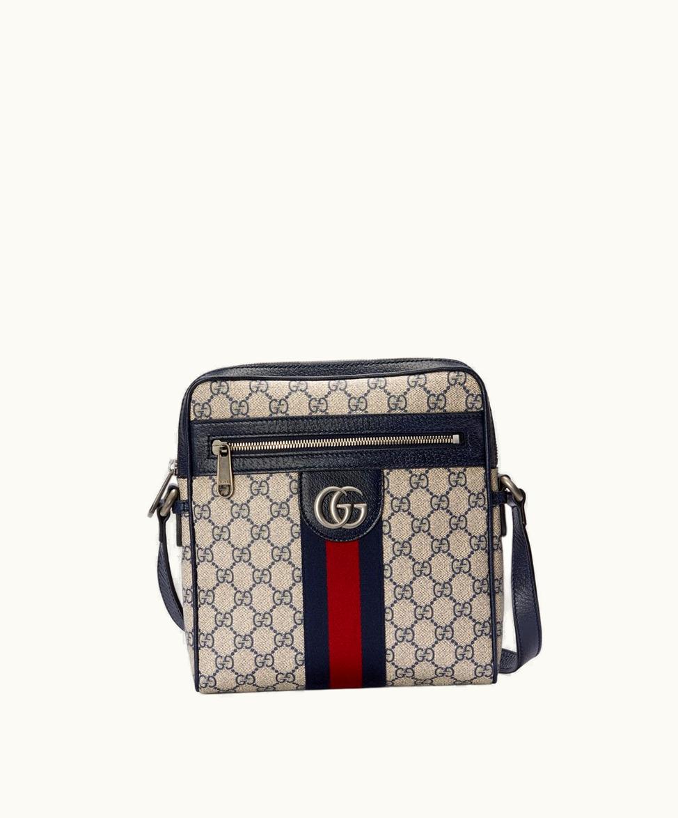 Gucci Gucci Ophidia GG Small Messenger Bag Beige And Blue GG Supreme