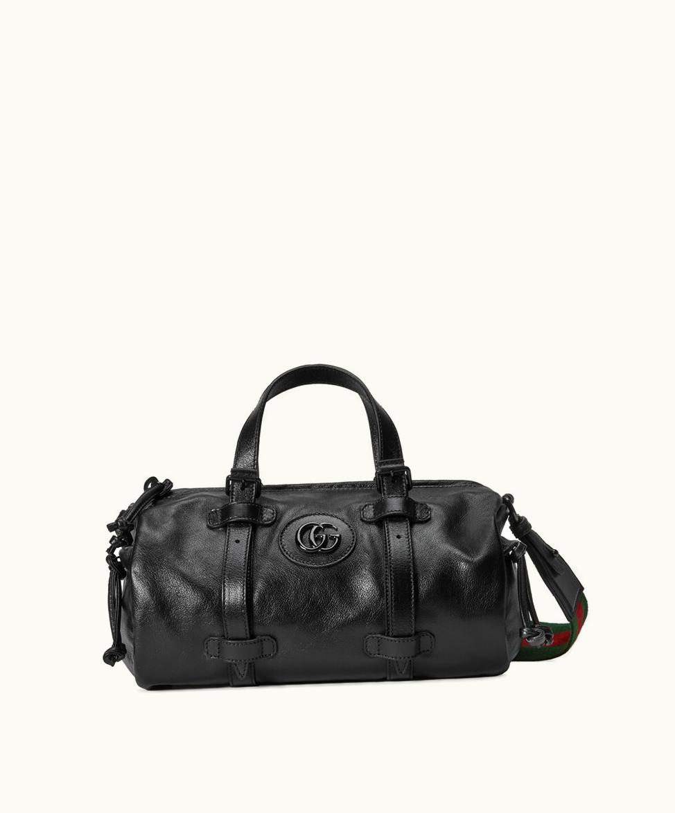 Gucci Gucci Small Duffle Bag With Tonal Double G Black Leather