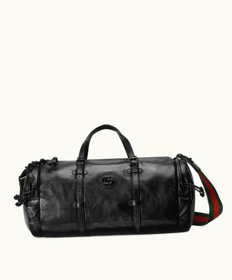 Gucci Gucci Large Duffle Bag With Tonal Double G Black Leather