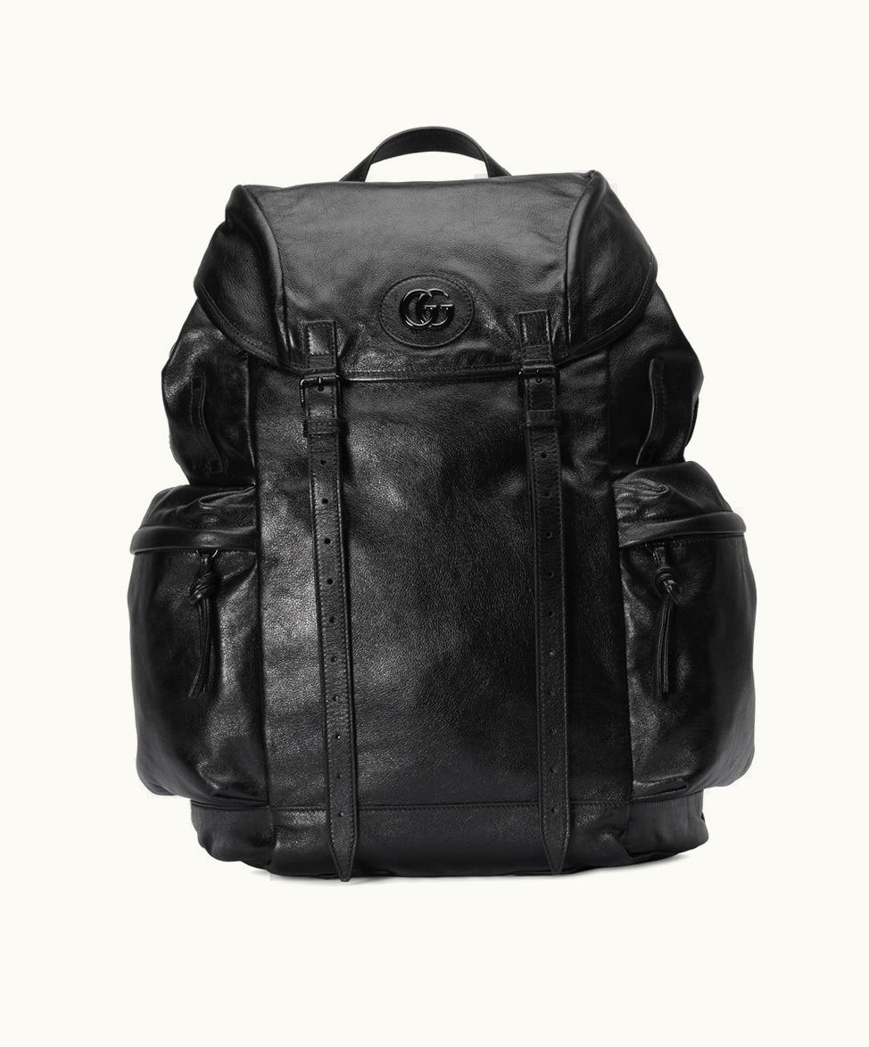 Gucci Gucci Backpack With Tonal Double G Black Leather