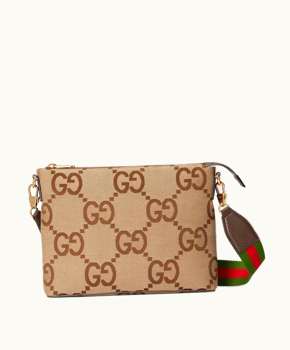 Gucci Gucci Jumbo GG Oversized Messenger Bag Camel And Ebony GG Canvas