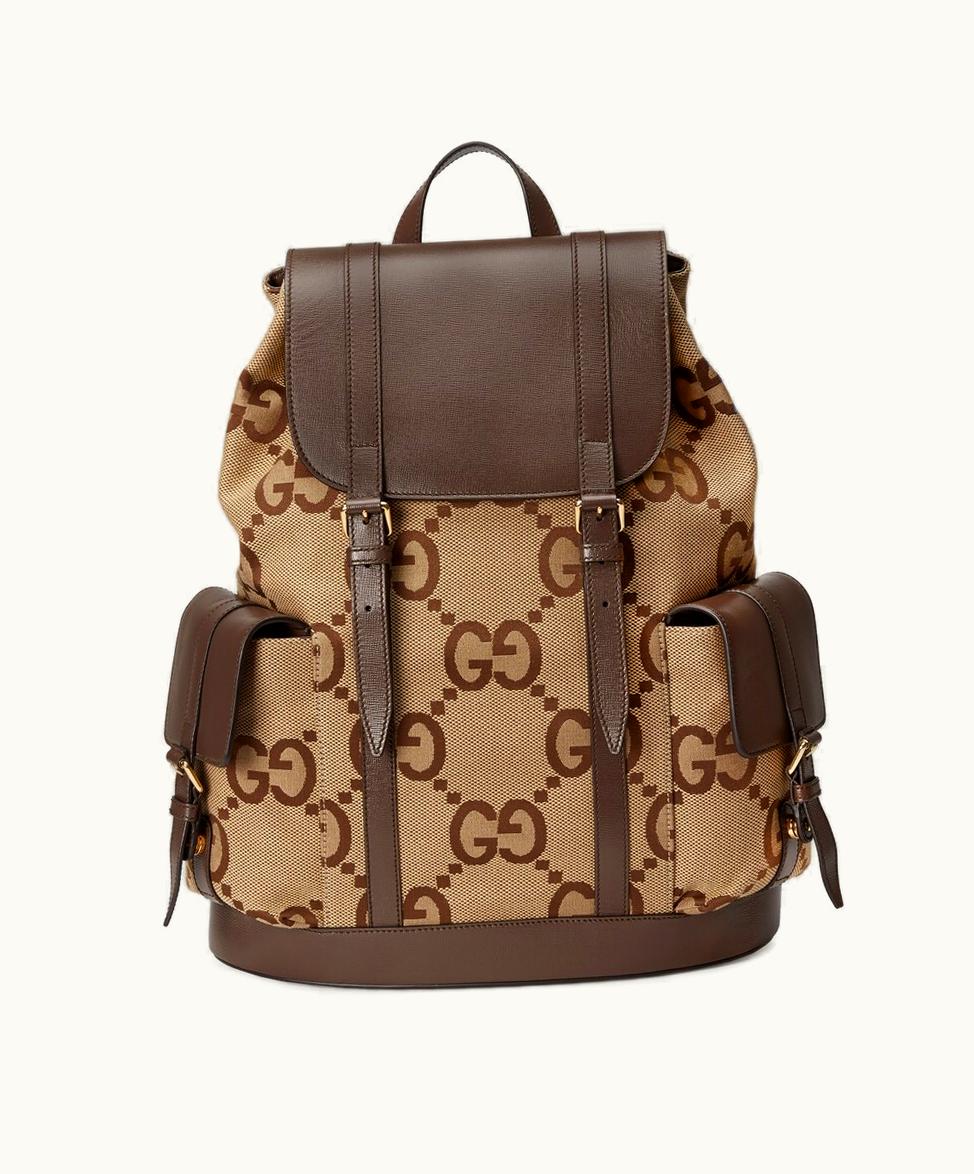 Gucci Gucci Jumbo GG Backpack Camel And Ebony GG Canvas