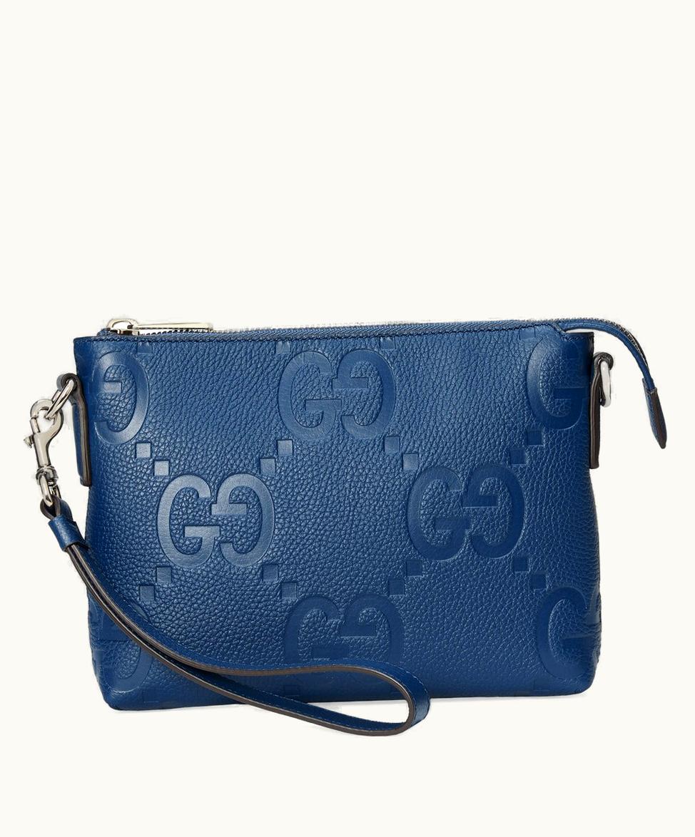 Gucci Gucci Jumbo GG Small Messenger Bag Blue Leather