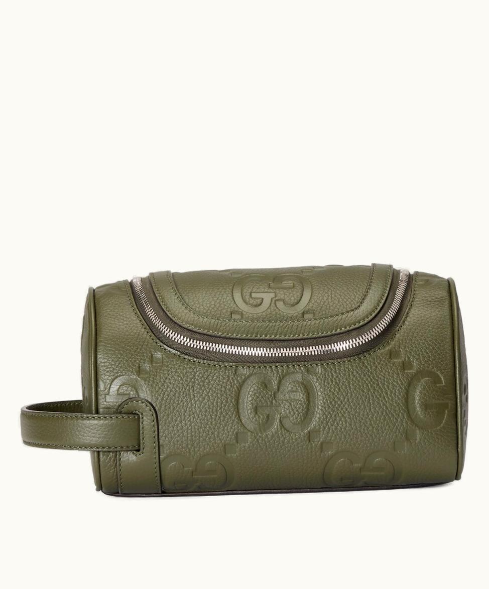 Gucci Gucci Jumbo GG Small Toiletry Case Dark Green Leather