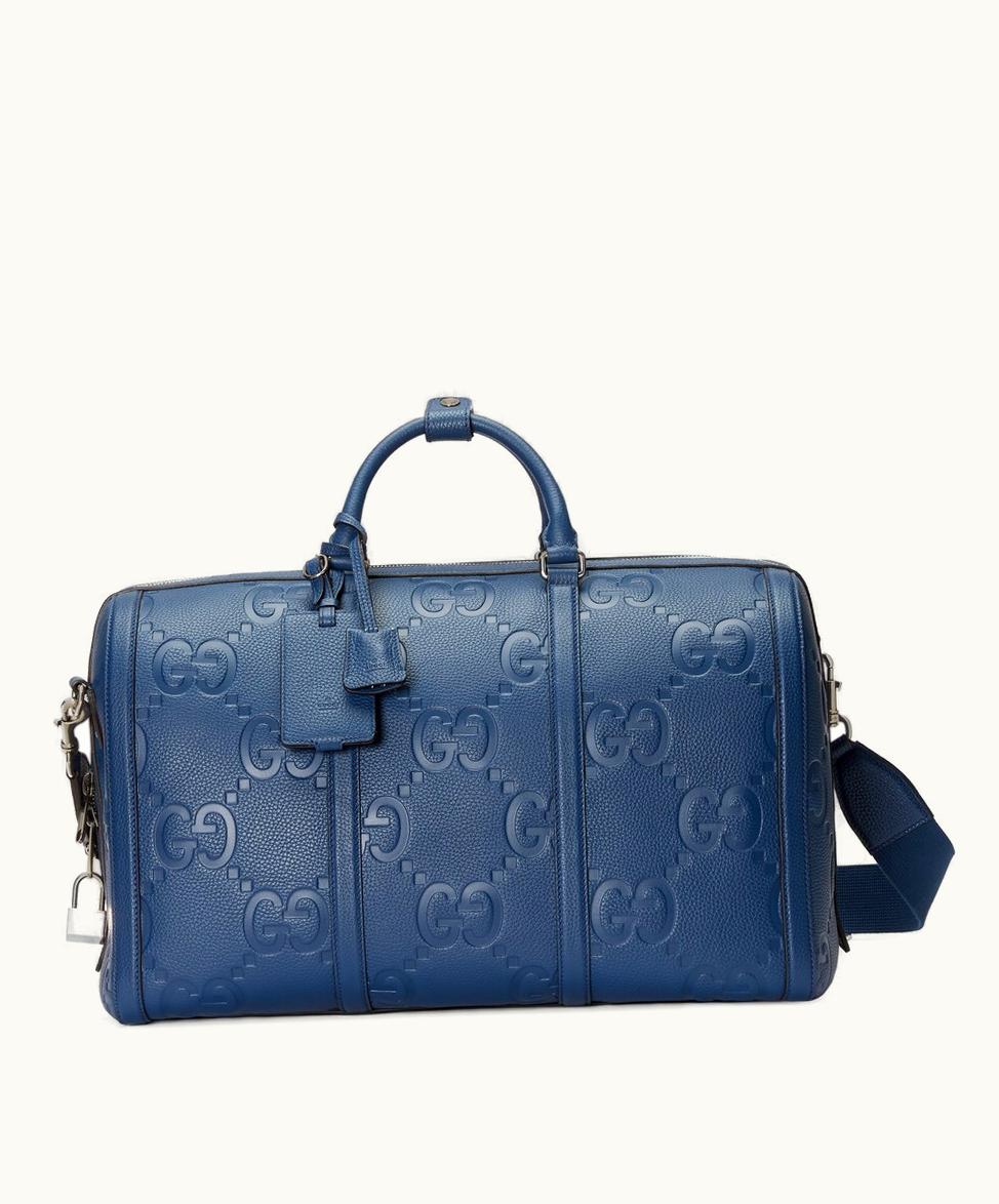 Gucci Gucci Jumbo GG Small Duffle Bag Blue Leather