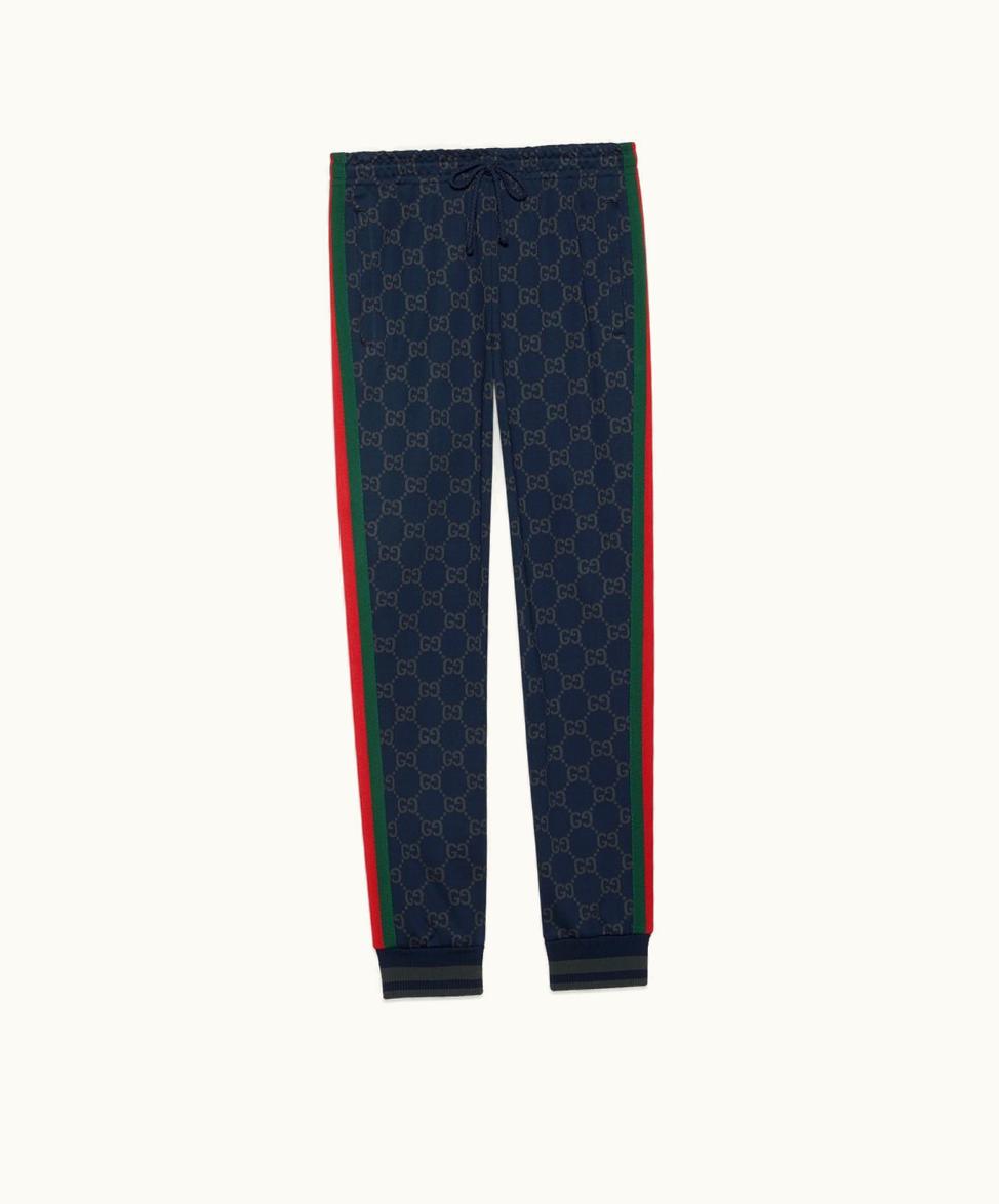 Gucci Gucci GG Jersey Cotton Track Bottoms Dark Blue And Grey