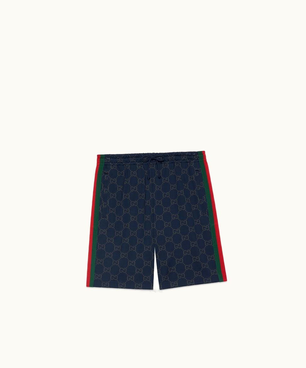 Gucci Gucci GG Jersey Cotton Jogging Shorts Dark Blue And Grey