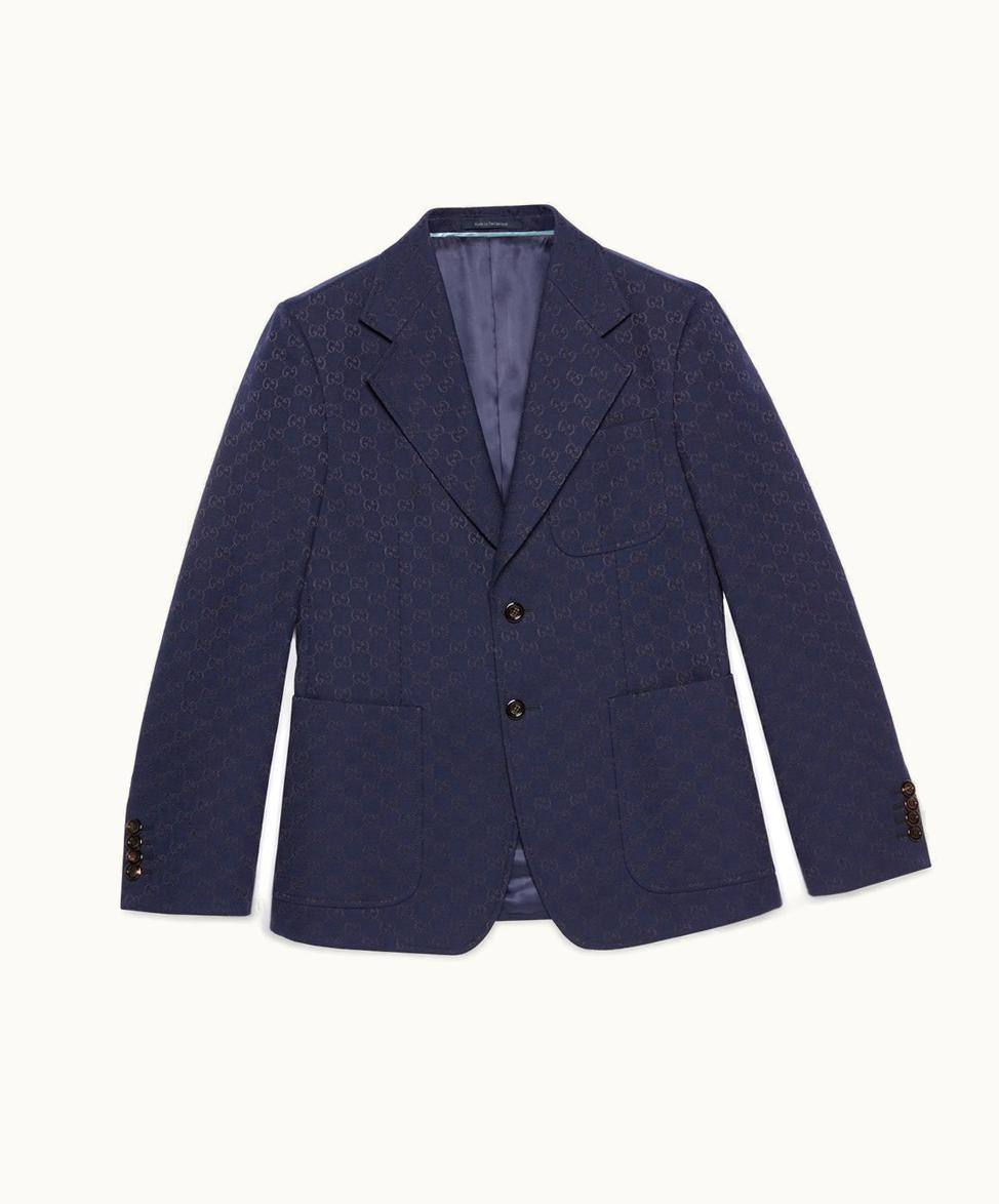 Gucci Gucci GG Cotton Blend Formal Jacket Blue