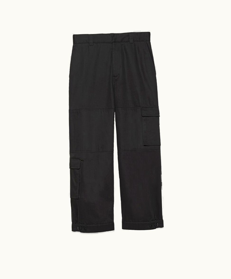 Gucci Gucci Cotton Drill Cargo Trousers With Patch Black