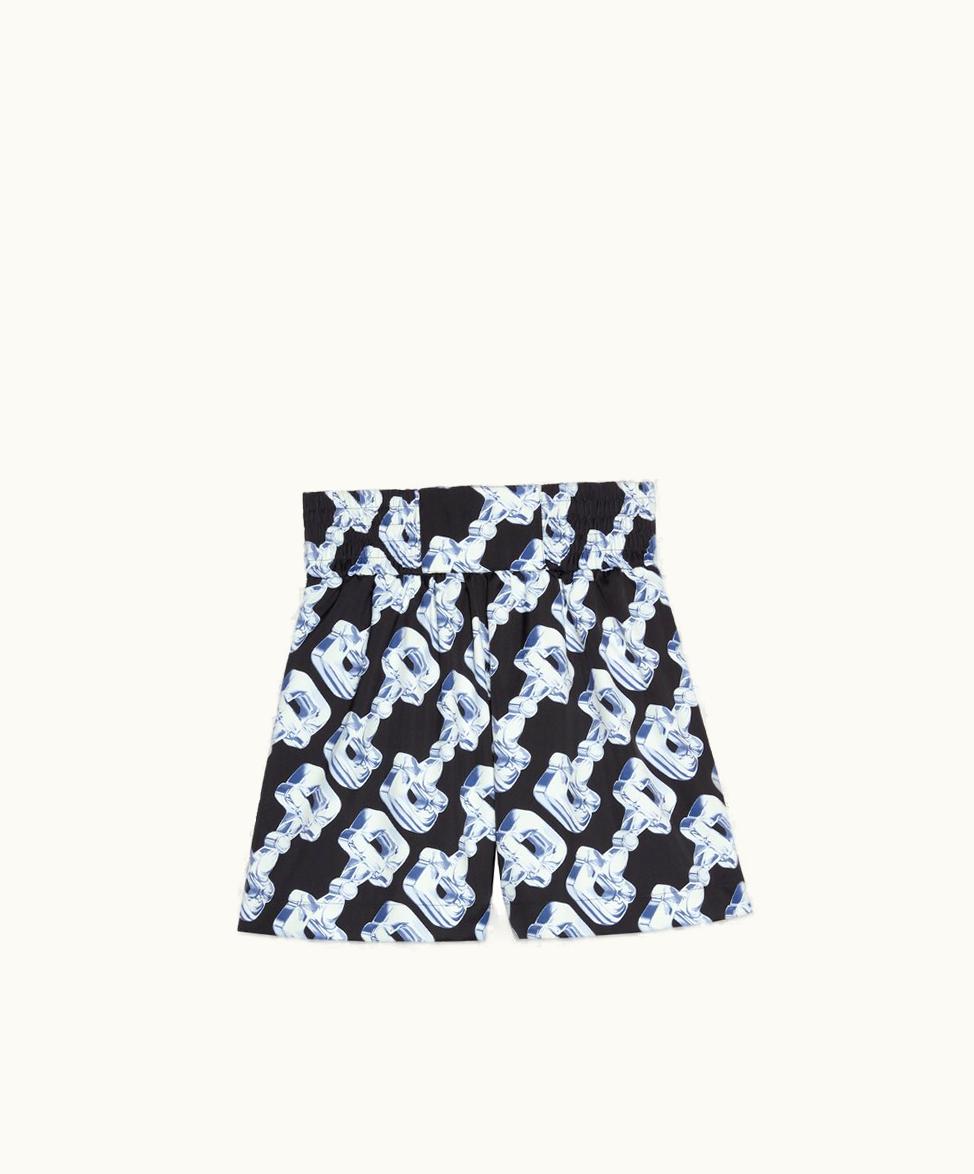 Gucci Gucci 3D Glass Horsebit Print Fabric Shorts Black And Lilac