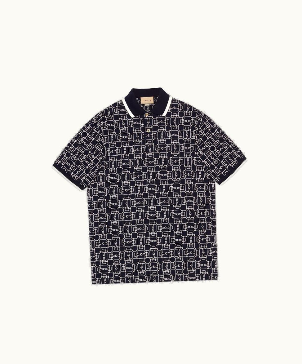 Gucci Gucci Cotton Piquet Polo With Horsebit Dark Blue