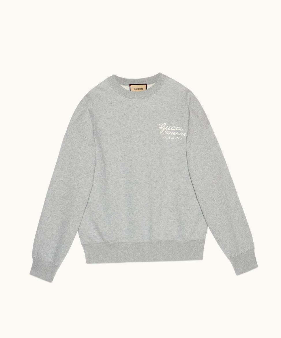 Gucci Gucci Cotton Jersey Sweatshirt With Embroidery Grey Melange