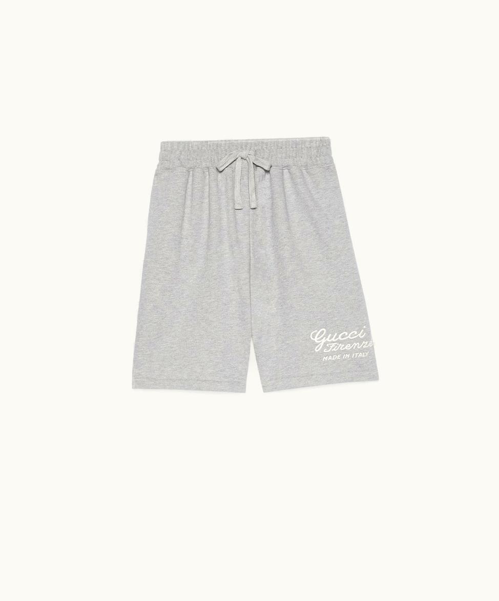 Gucci Gucci Cotton Jersey Shorts With Embroidery Grey Melange