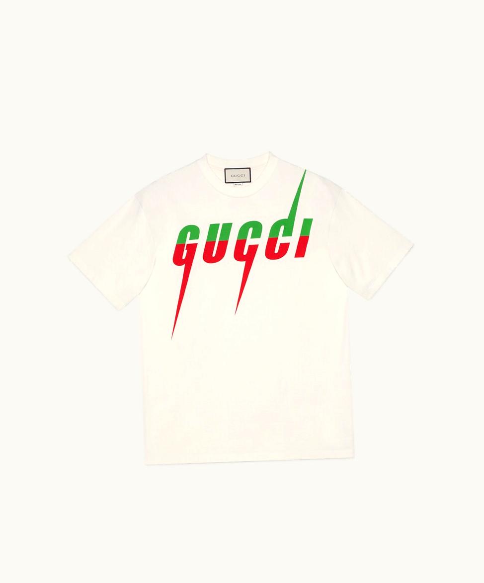 Gucci T-shirt With Gucci Blade Print White Cotton