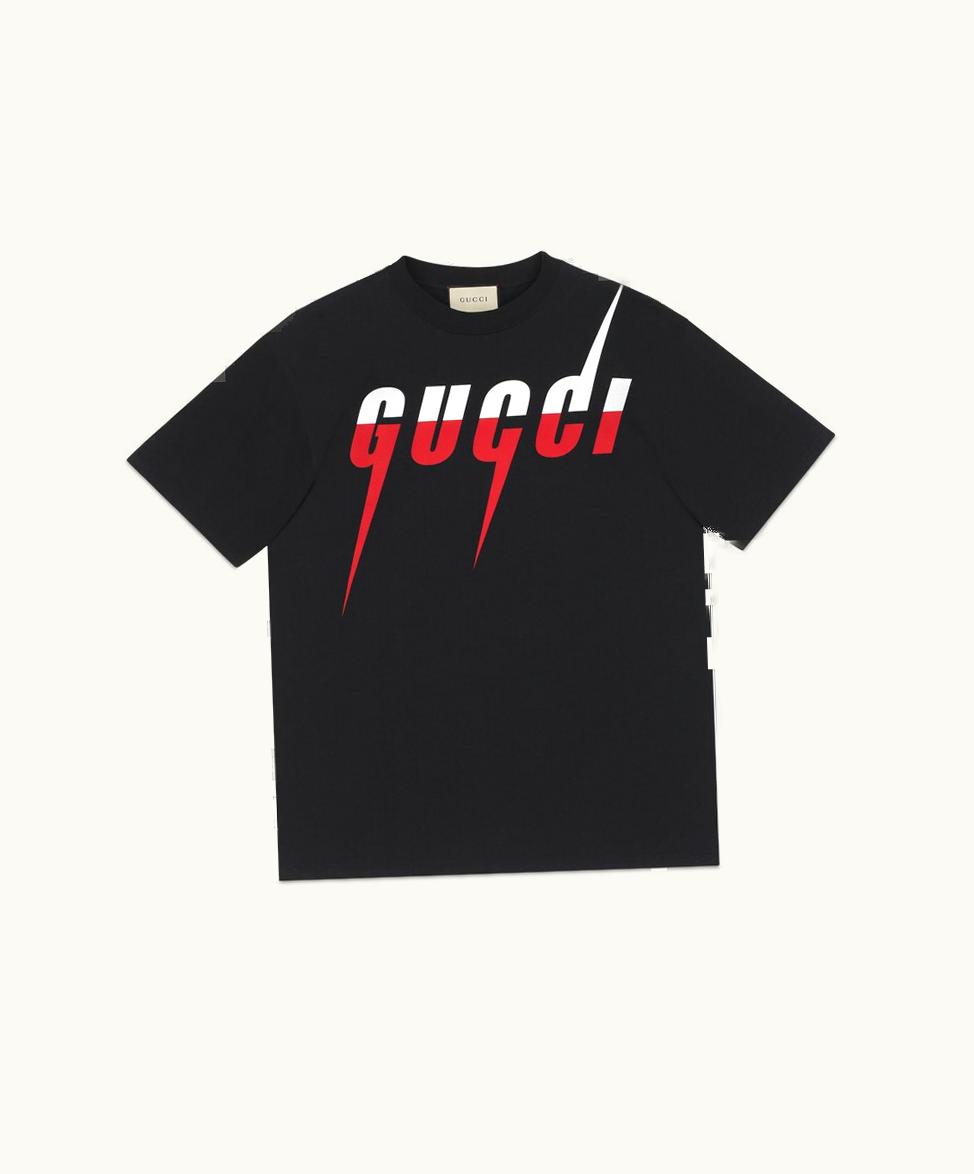 Gucci T-shirt With Gucci Blade Print Black Cotton
