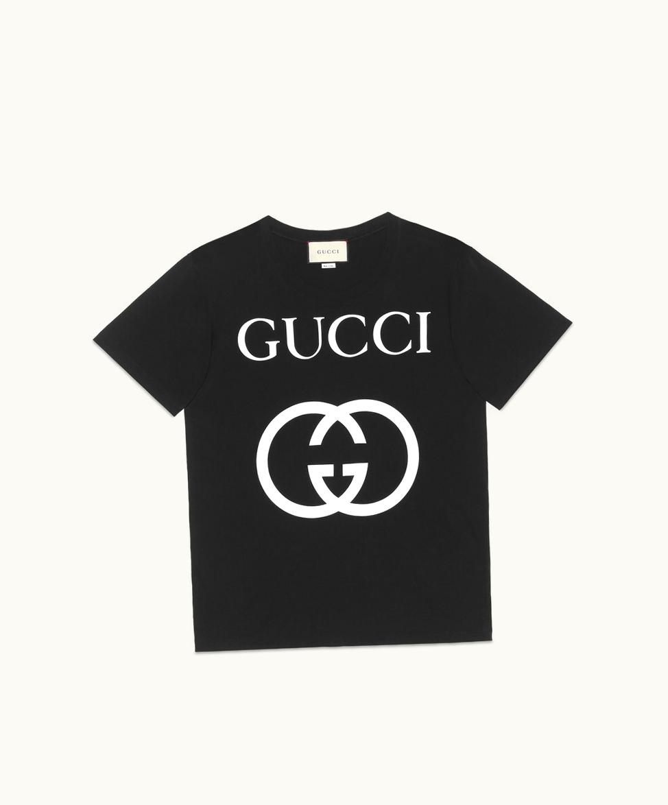 Gucci Gucci Oversize T-shirt With Interlocking G Black Cotton Jersey