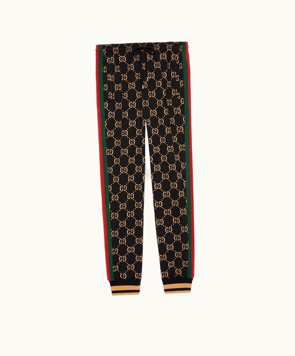 Gucci Gucci GG Jersey Cotton Track Bottoms Black And Camel