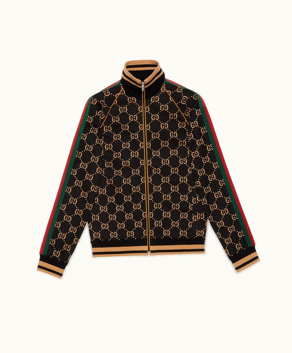 Gucci Gucci GG Jersey Cotton Jacket Black And Camel