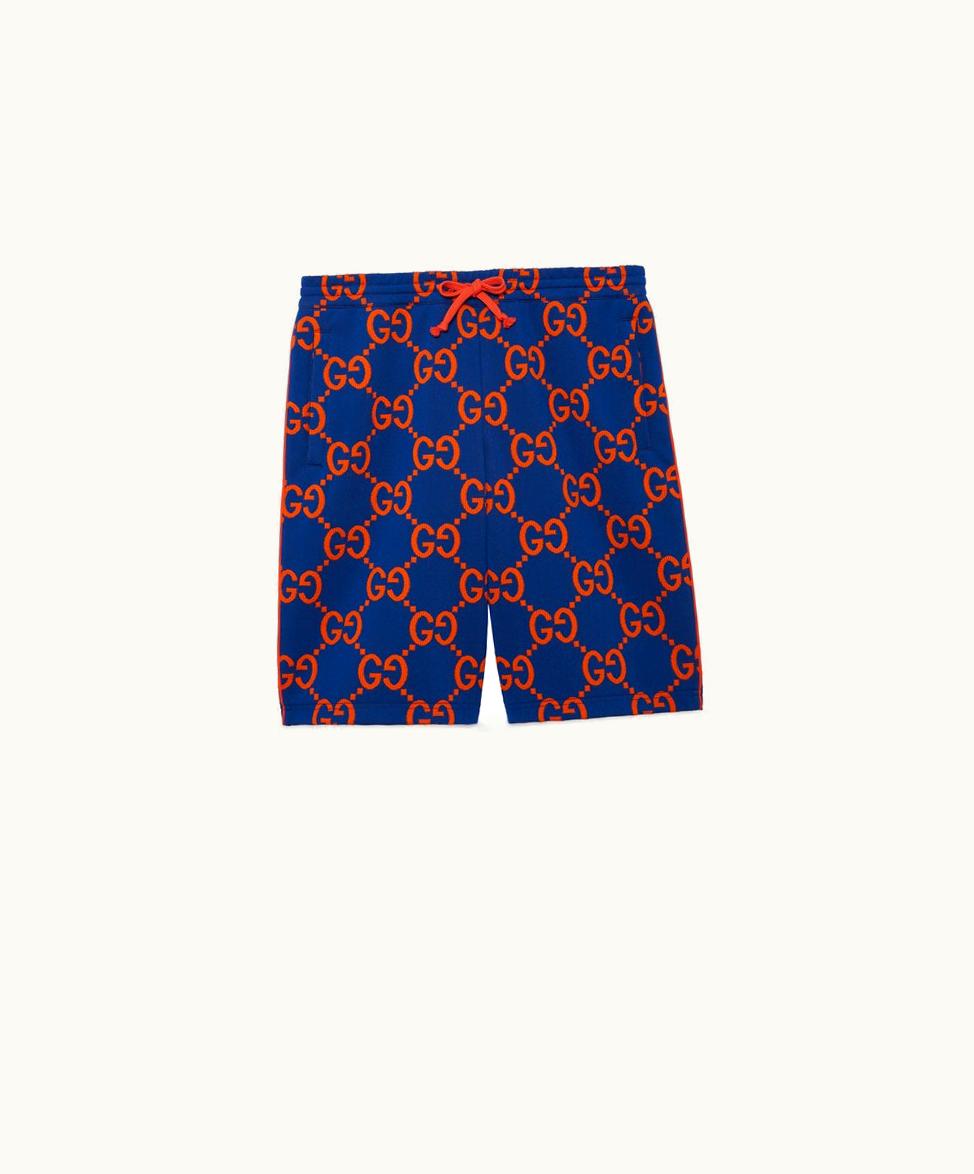 Gucci Gucci GG Cotton Jacquard Shorts Blue And Orange