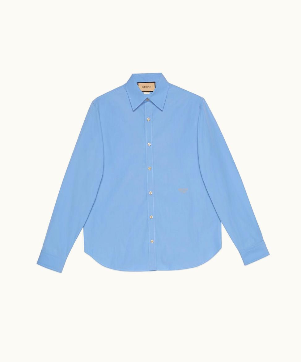 Gucci Cotton Shirt With Gucci Boutique Blue