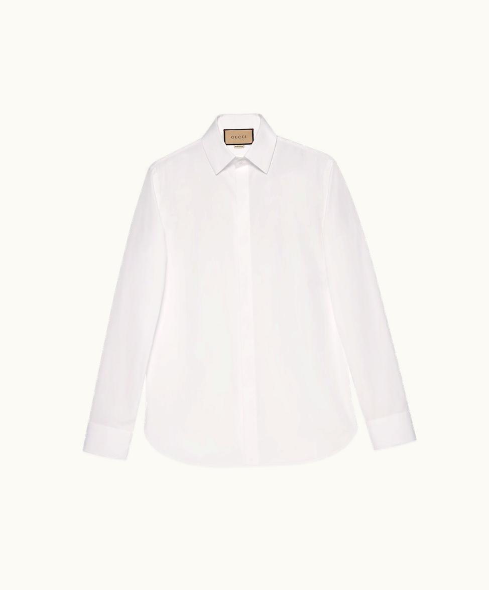 Gucci Gucci Tailored Cotton Poplin Shirt With Double G Embroidery White