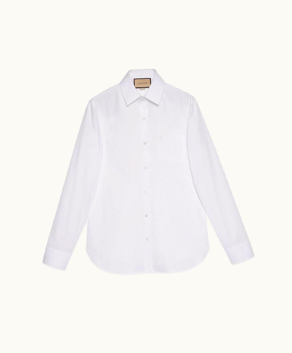 Gucci Gucci Cotton Shirt With Double G Embroidery White