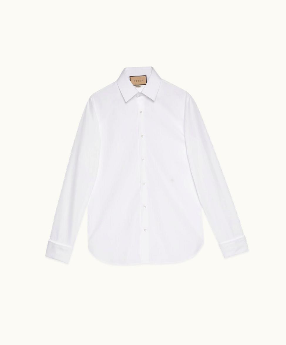 Gucci Gucci Cotton Poplin Shirt With Double G White 699553ZAJOL9000