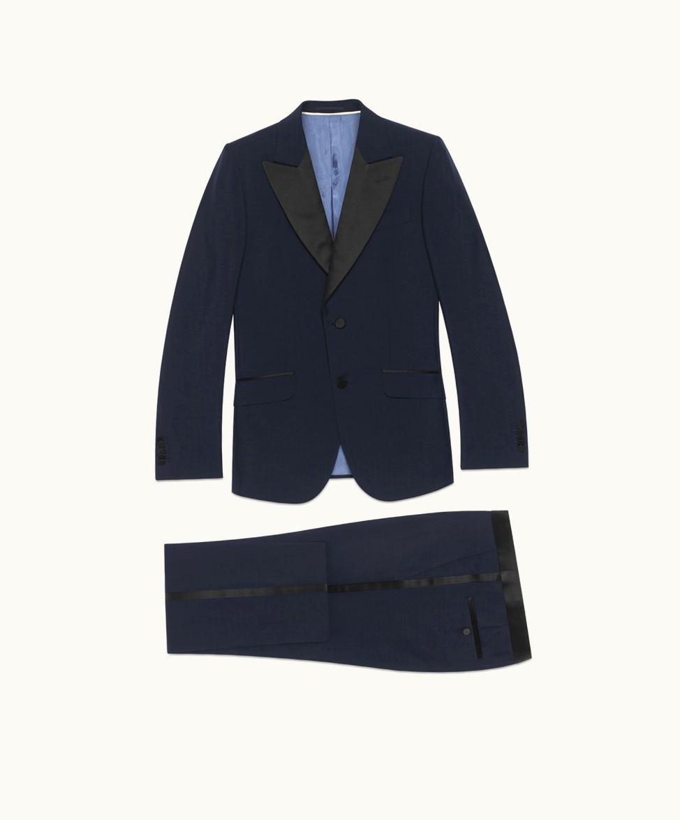 Gucci Gucci Fitted Mohair Wool Tuxedo Dark Blue Mohair