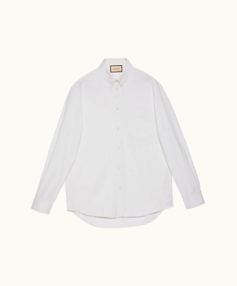 Gucci Gucci Oxford Cotton Shirt With Embroidery White