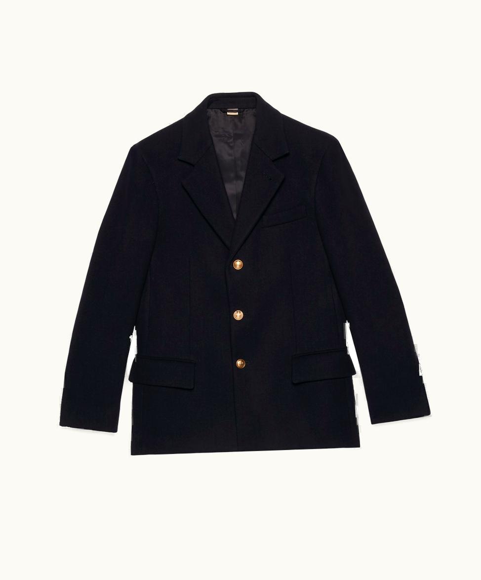 Gucci Wool Felt Jacket With Gucci Cities Label Navy