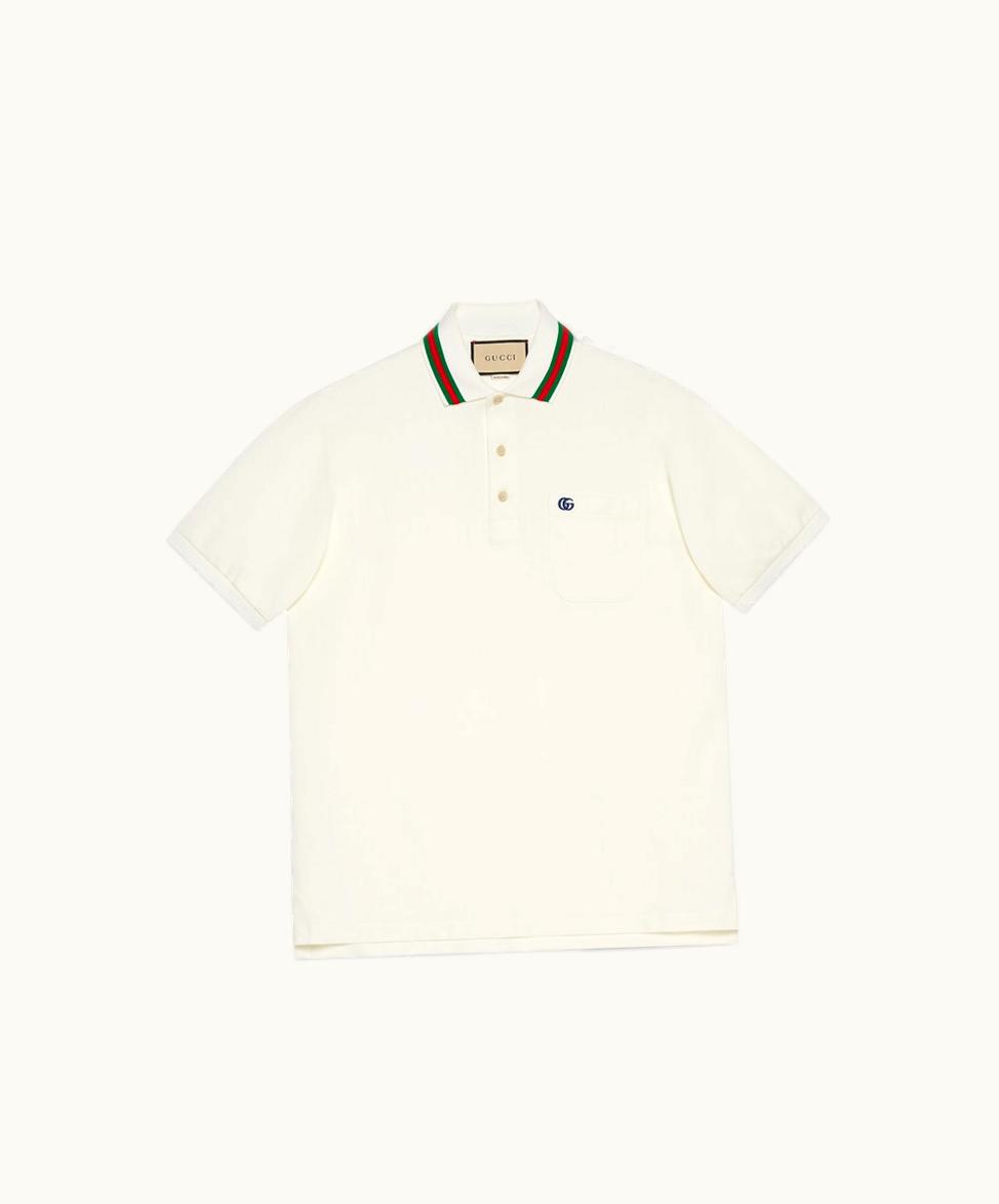 Gucci Gucci Cotton Piquet Polo With Double G White