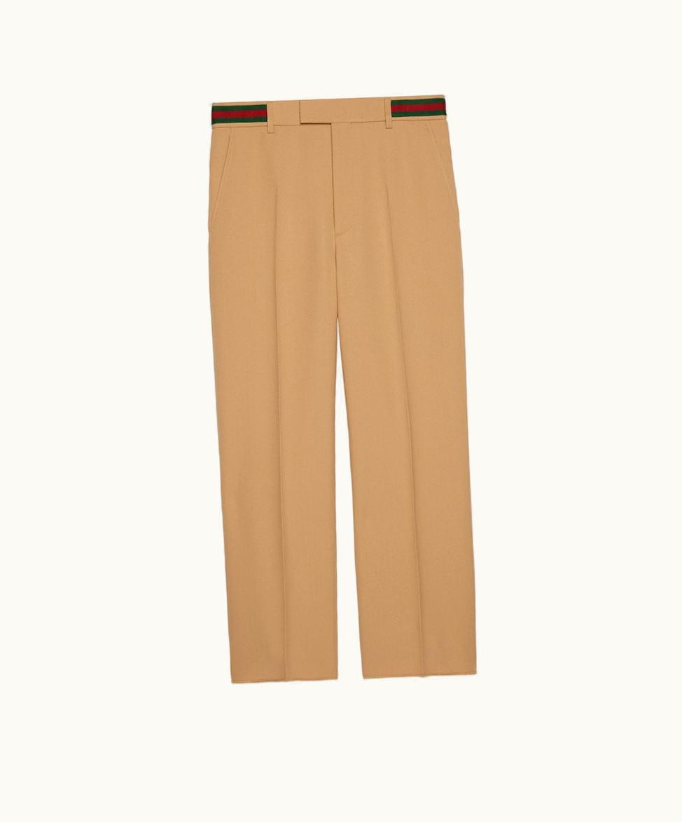 Gucci Gucci Fluid Drill Trouser With Web Detail Beige