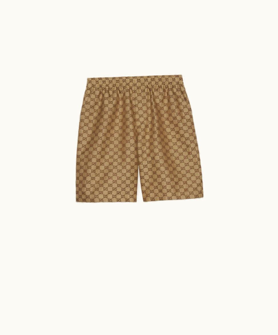 Gucci Gucci GG Supreme Linen Shorts Beige And Ebony