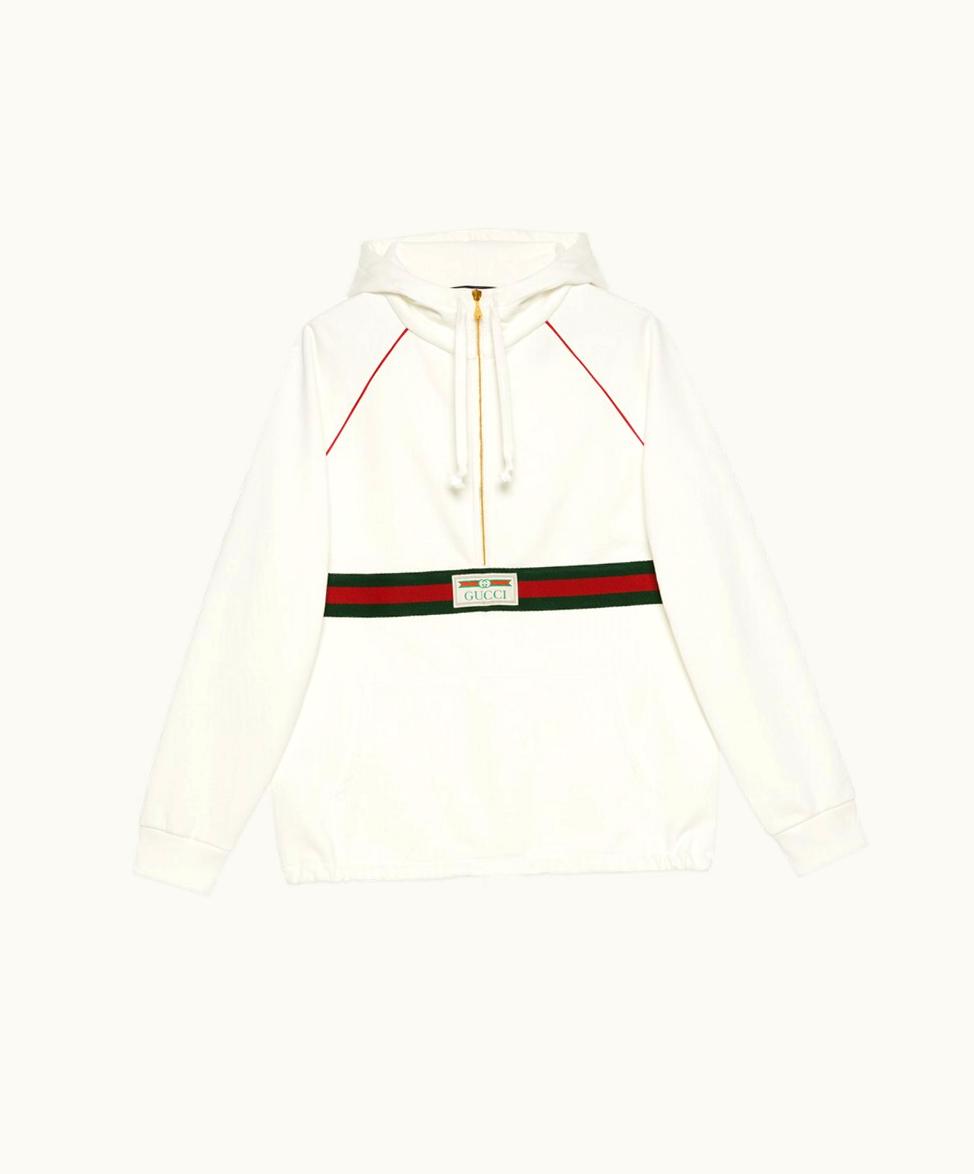 Gucci Sweatshirt With Web And Gucci Label Ivory