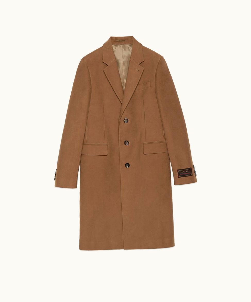 Gucci Smooth Coat With Gucci Web Label Light Brown