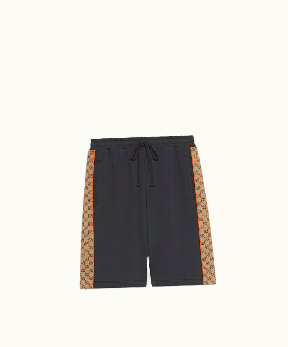 Gucci Gucci Cotton Jersey Shorts With GG Inserts Dark Grey